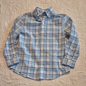 Vineyard Vines boys 3T blue and white on the go performance plaid shirt EUC